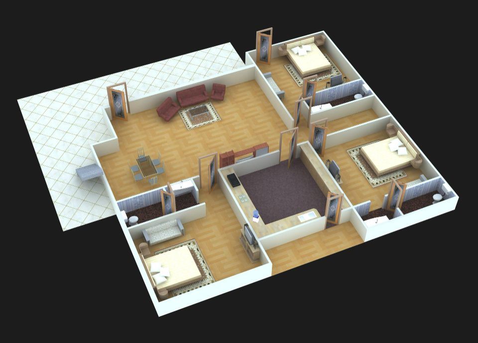 Plan maison 4 chambres plain pied pour concevoir un espace fonctionnel et convivial