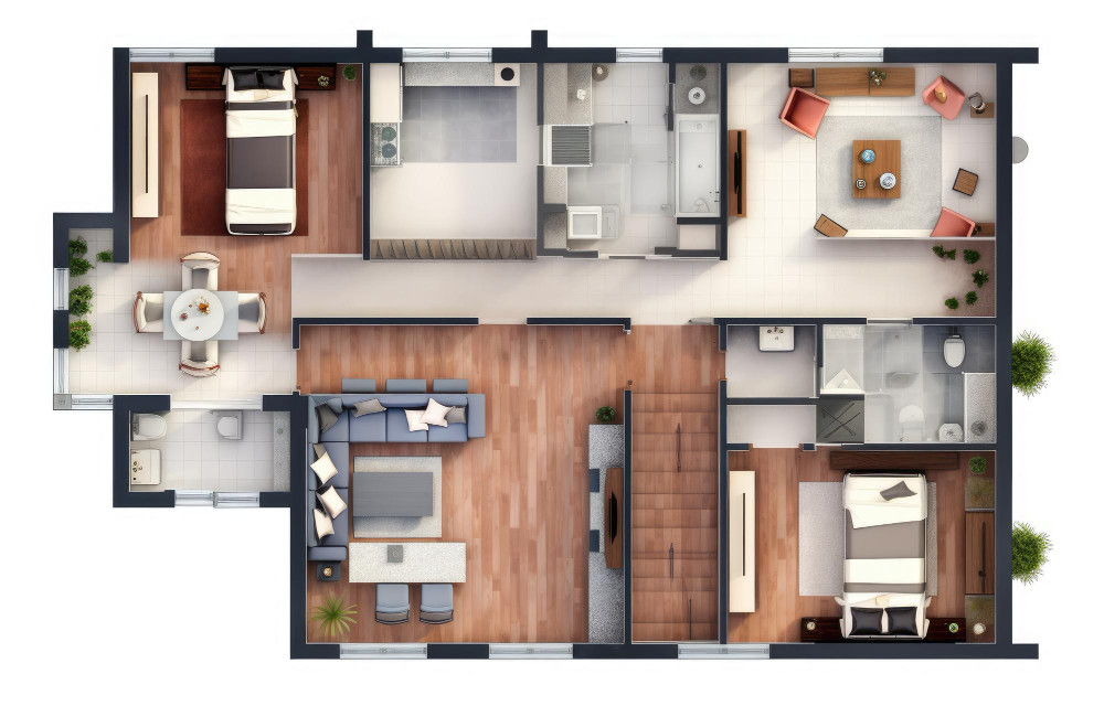Plan maison 4 chambres plain pied 